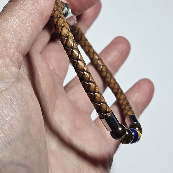 1 Tree mission Douglas Fir Tree Bracelet Silver Tone Tiger Eye Blue Lapis 7.75" - Picture 3 of 15